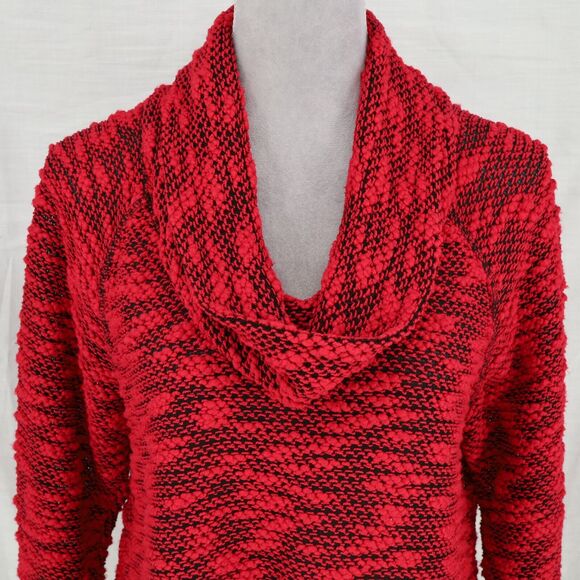 Ruby Rd Sweater Womens Large Black Red Cowl Neck Chunky Knit Pullover Oversized - Picture 7 of 12
